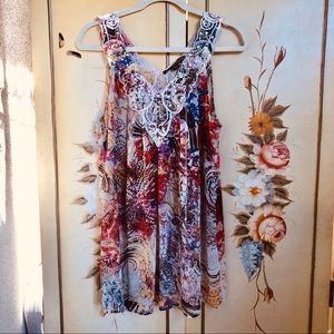 Mushka by Sienna Rose Sheer Embellished Tank Top L